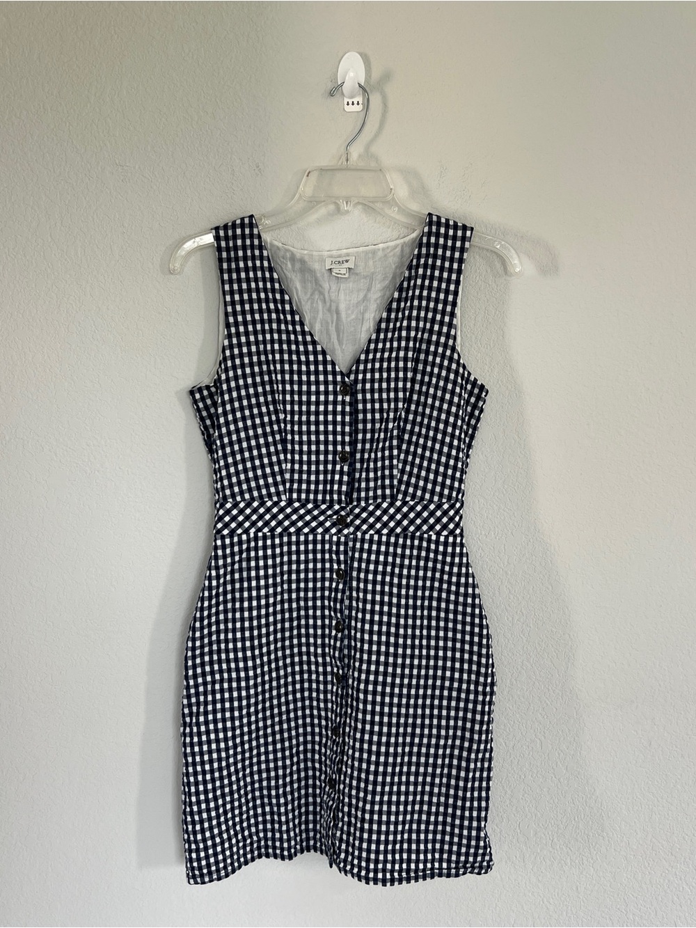 J. Crew Navy Blue & White Gingham Dress Size 0